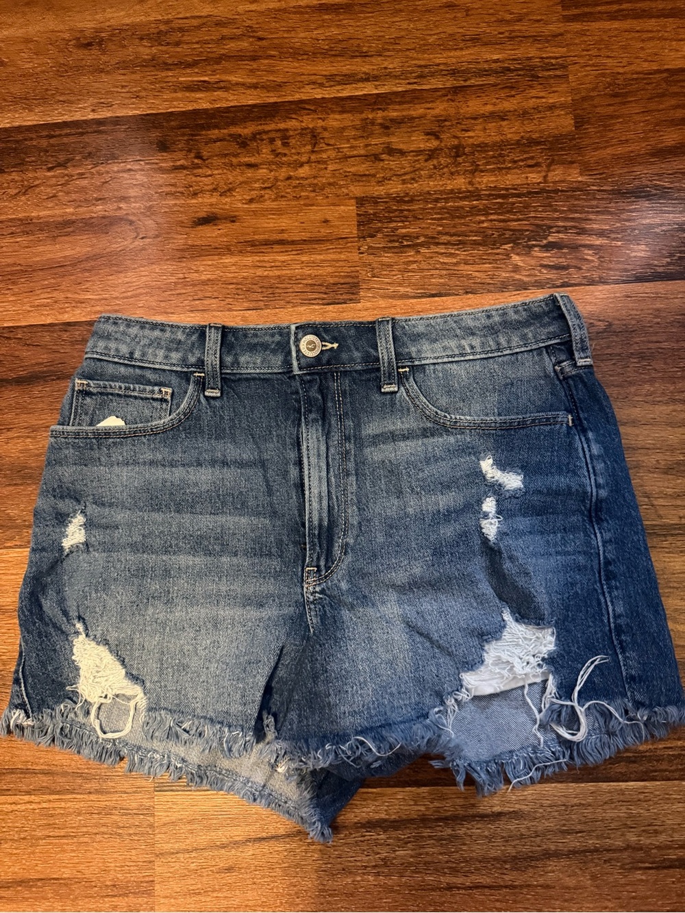 Hollister Distressed Medium Blue Denim Shorts